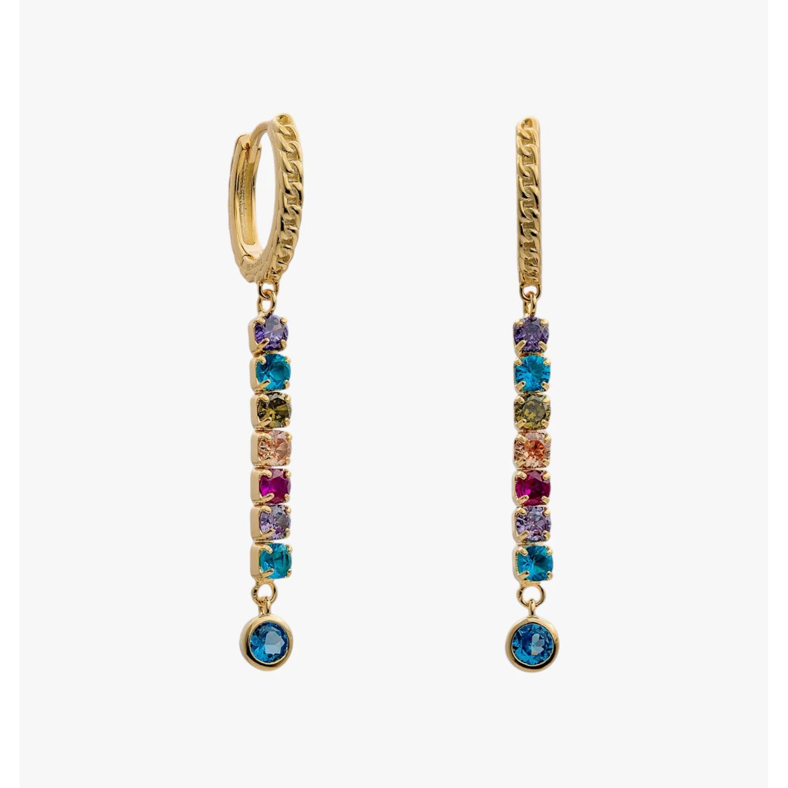 Pendientes largos de plata de ley 925 con baño de oro, diseño liso sin piedras, 45mm.