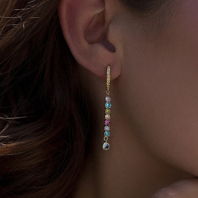 Pendientes largos de plata de ley 925 con baño de oro, diseño liso sin piedras, 45mm.