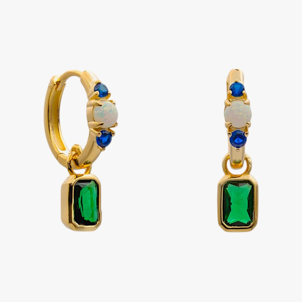 Pendientes de aro de plata de ley 925 con baño de oro y colgante liso, 21,8mm.