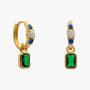 Pendientes de aro de plata de ley 925 con baño de oro y colgante liso, 21,8mm.