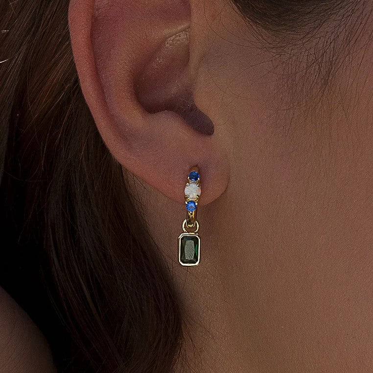 Pendientes de aro de plata de ley 925 con baño de oro y colgante liso, 21,8mm.