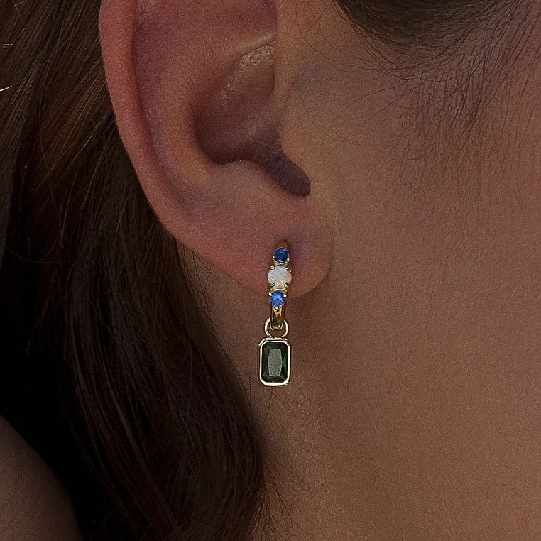 Pendientes de aro de plata de ley 925 con baño de oro y colgante liso, 21,8mm.