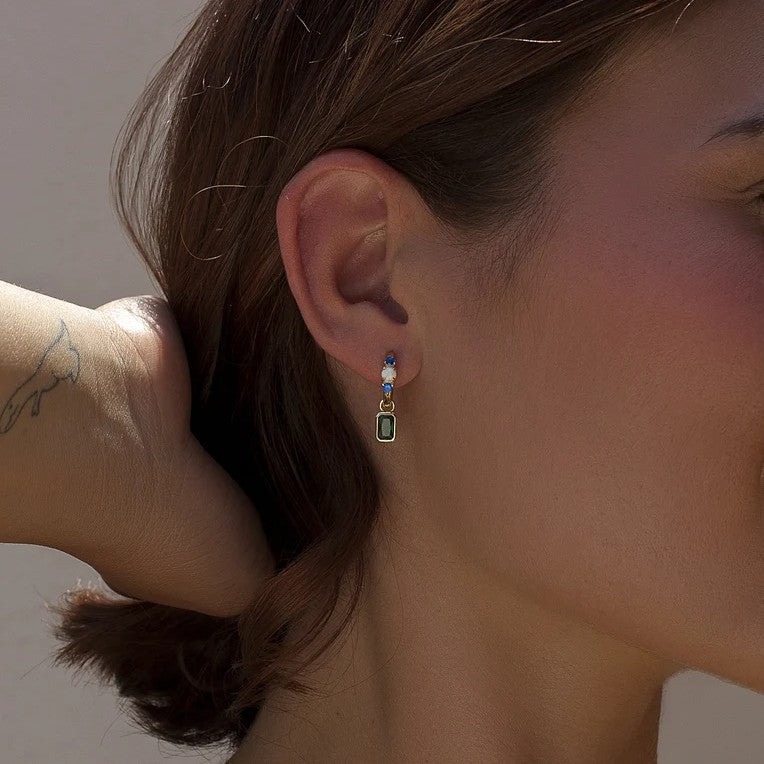 Pendientes de aro de plata de ley 925 con baño de oro y colgante liso, 21,8mm.