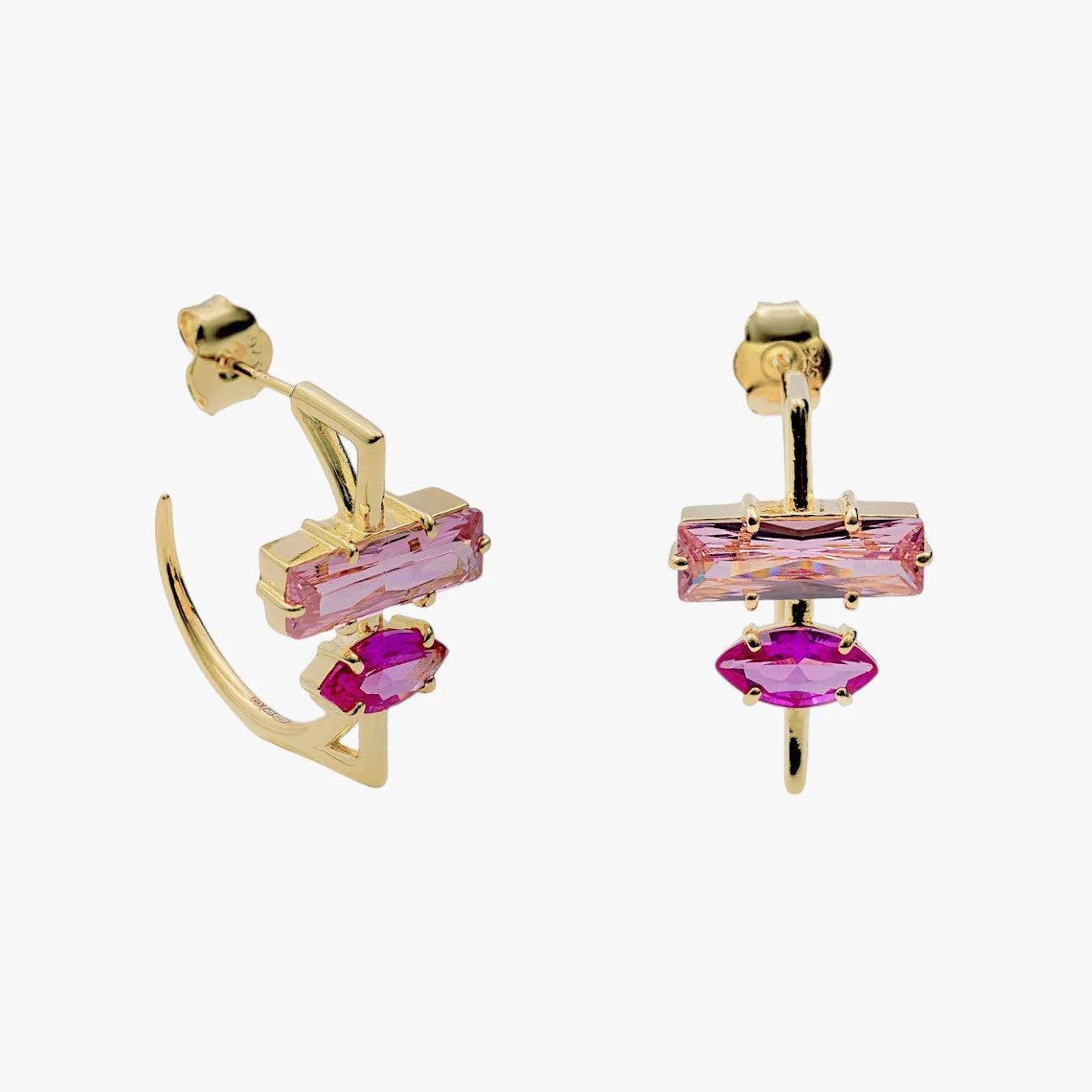 Pendientes de aro abierto de plata de ley 925 con baño de oro, 25mm.