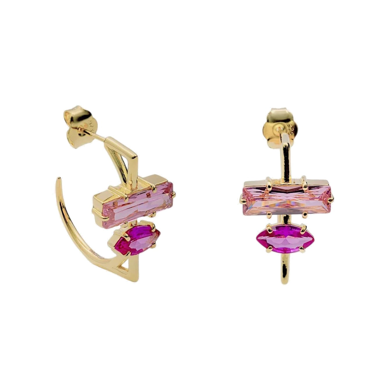 Pendientes de aro abierto de plata de ley 925 con baño de oro, 25mm.