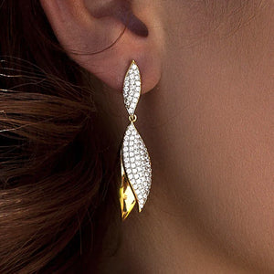 Pendientes y colgante de plata de ley largos con diseño de hojas zoom