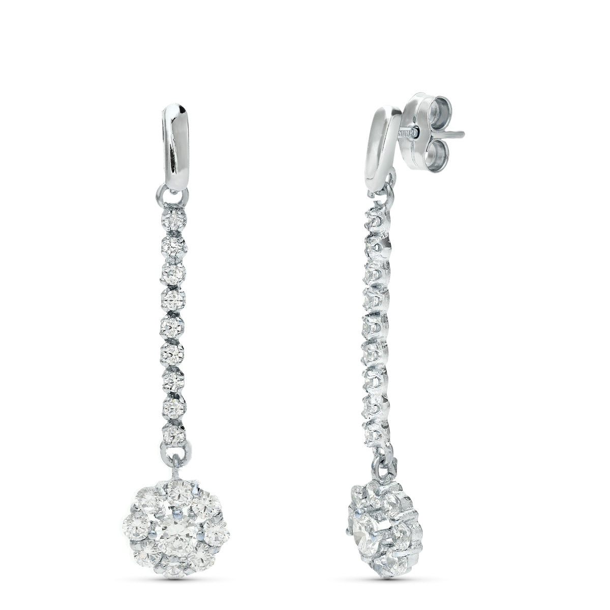 Pendientes de novia de piña largos con circonitas, 37x7 mm