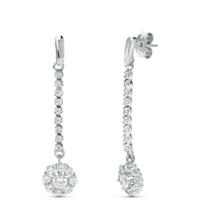 Pendientes de novia de piña largos con circonitas, 37x7 mm