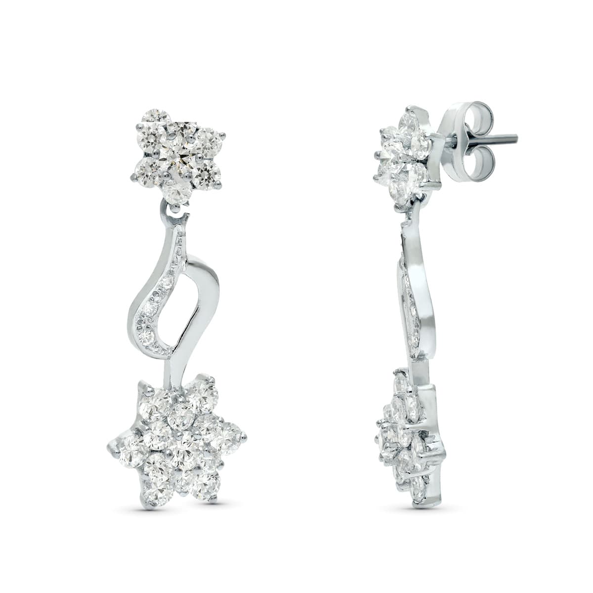 Pendientes de novia con remate de piña y circonitas, 29x11 mm