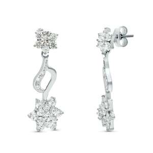 Pendientes de novia con remate de piña y circonitas, 29x11 mm