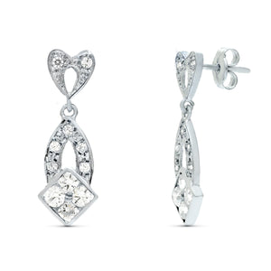 Pendientes de novia alargados en oro blanco de 18 quilates, 23x7 mm