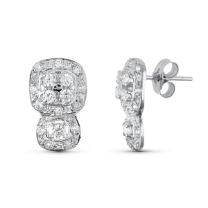 Pendientes de novia pequeños con circonitas, 14x9 mm