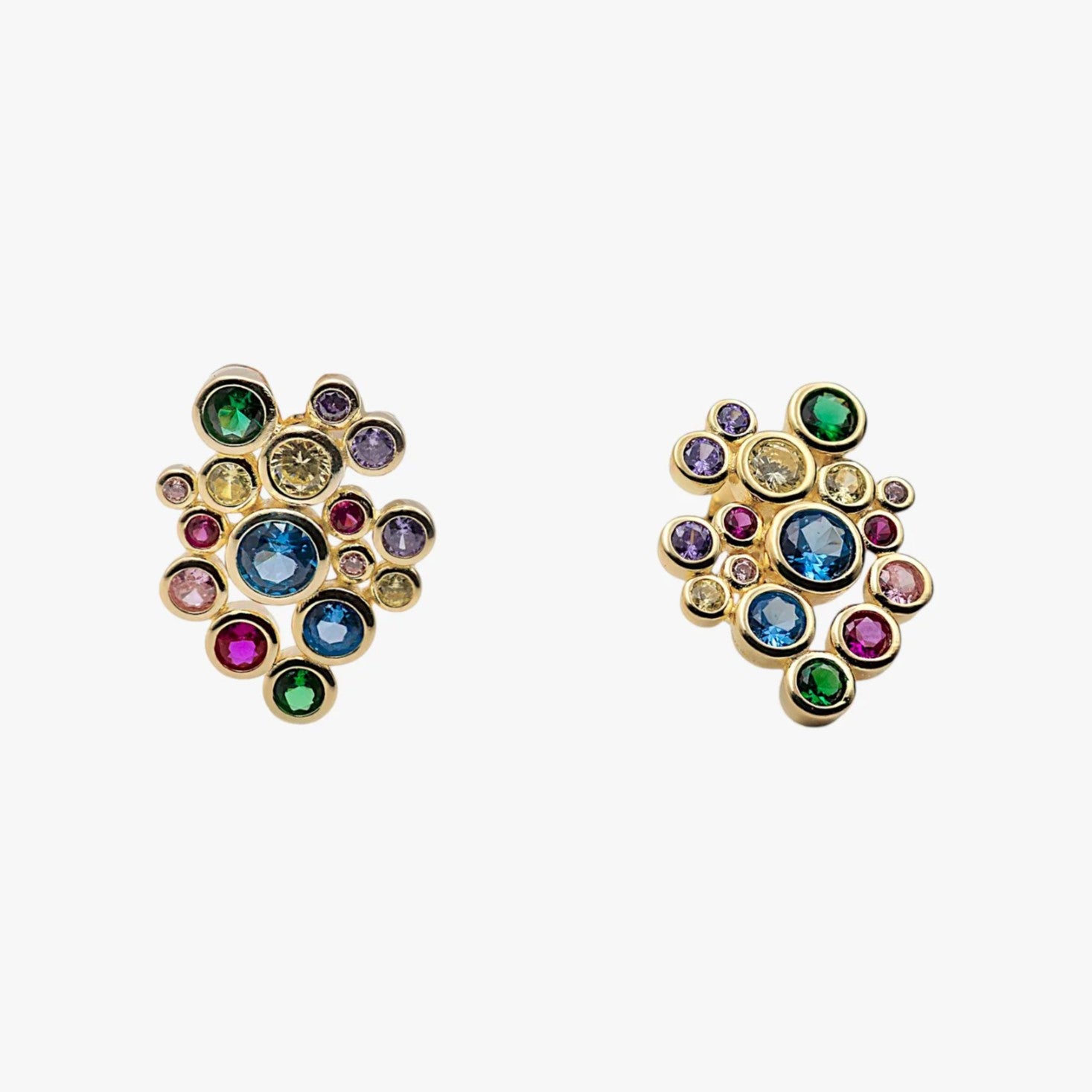 Pendientes de plata de ley 925 con baño de oro y piedras de cuarzo adamantino multicolor, 20,8mm.