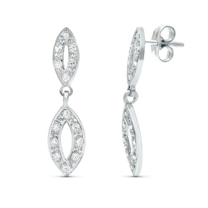 Pendientes de novia de dos cuerpos finos con circonitas, 24x6 mm