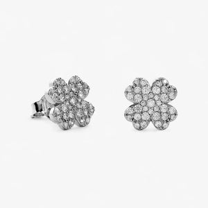 Pendientes de plata de ley 925 con flor de circonitas blancas, 10,6mm.