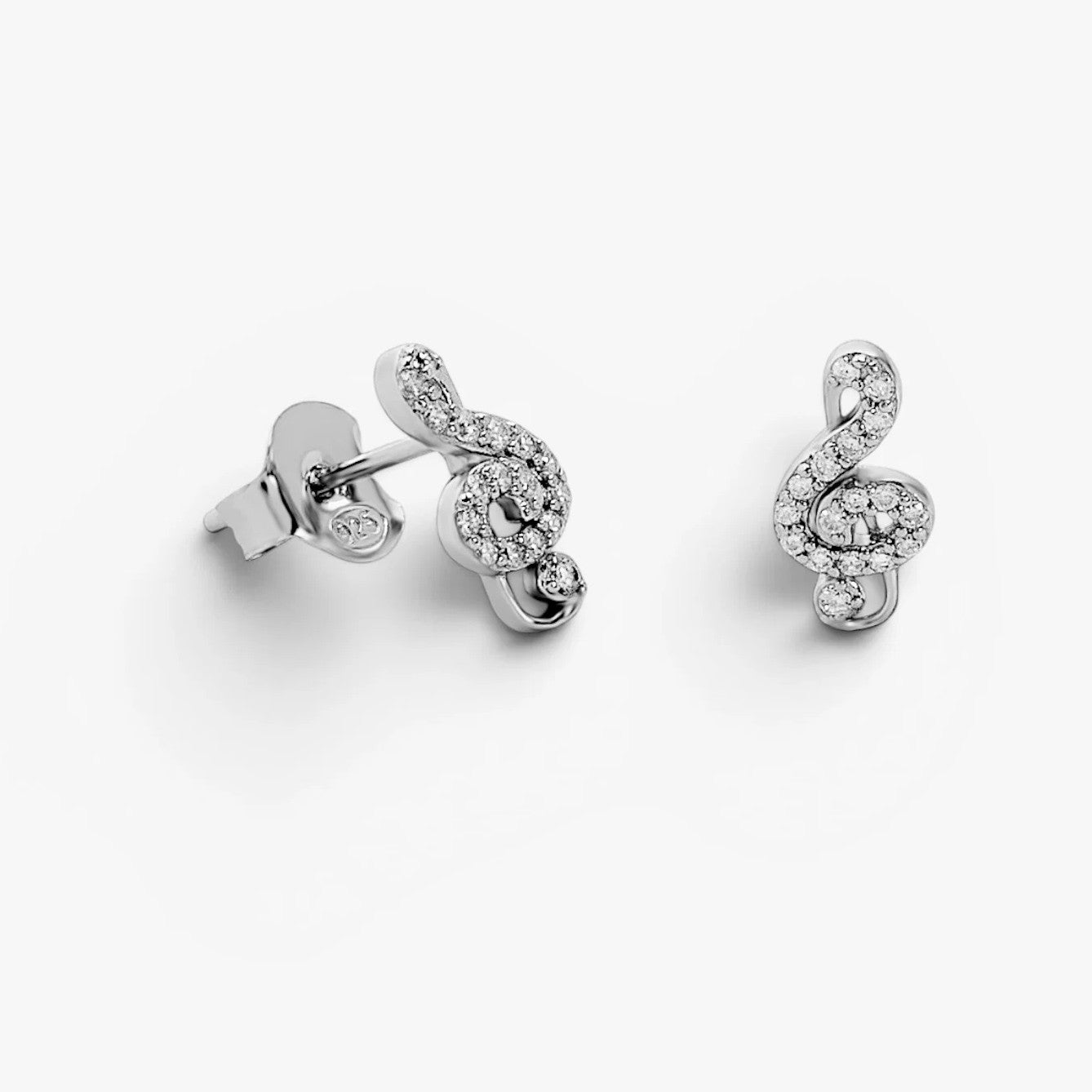 Pendientes de plata de ley 925 con forma de clave de sol, 10mm.