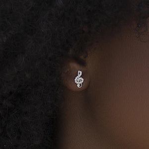 Pendientes de plata de ley 925 con forma de clave de sol, 10mm.