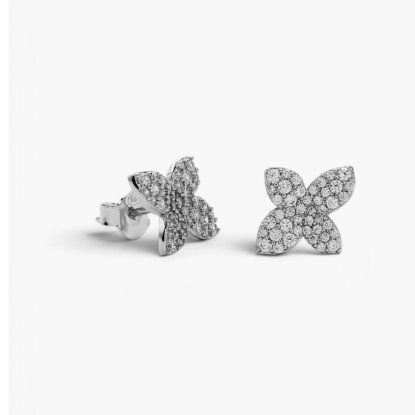 Pendientes de plata de ley 925 con mariposa de circonitas blancas, 14mm.