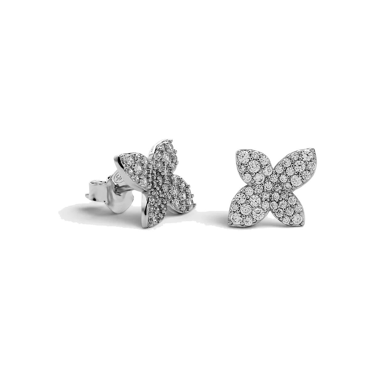 Pendientes de plata de ley 925 con mariposa de circonitas blancas, 14mm.