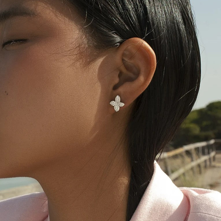 Pendientes de plata de ley 925 con mariposa de circonitas blancas, 14mm.