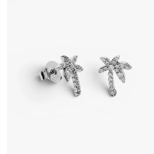 Pendientes de plata de ley 925 con palmera y circonitas blancas, 11,3mm.