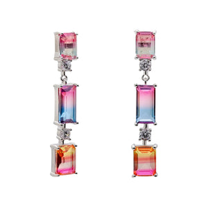 Pendientes largos de plata de ley 925 con circonita blanca, 40mm.