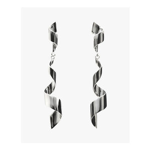 Pendientes largos de plata de ley 925 con diseño serpentina, 64,5mm x 9mm x 1mm.