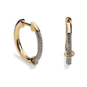 Pendientes de aro de plata de ley 925 con baño de oro y circonitas blancas, 19,3mm x 19,3mm x 2,7mm.