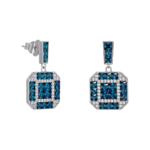 Pendientes colgantes de plata de ley 925 con piedra azul y circonita blanca, 23,02mm.