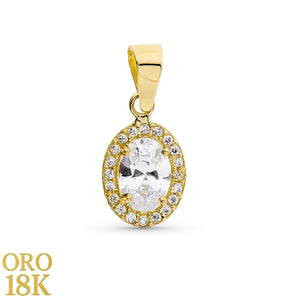 Colgante oro de ley 18k circonita oval