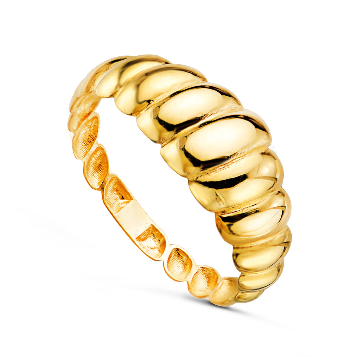 Anillo croissant de gallones ancho en oro 18k