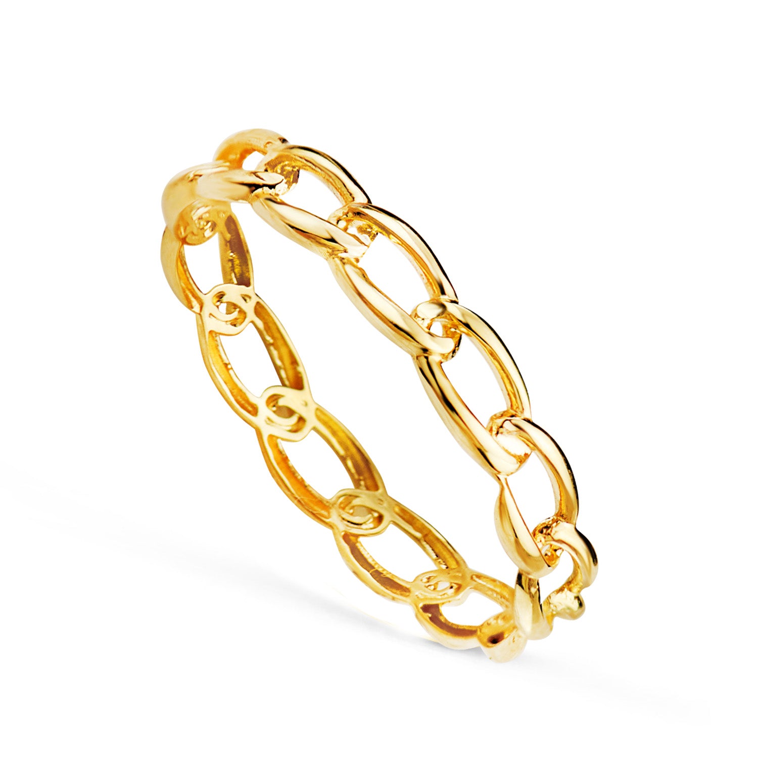 Anillo 18k oro eslabones Bilbao en brillo