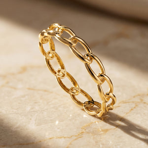Anillo 18k oro eslabones Bilbao en brillo