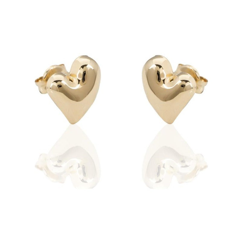 Pendientes de oro de 18 quilates en forma de corazón asimétrico