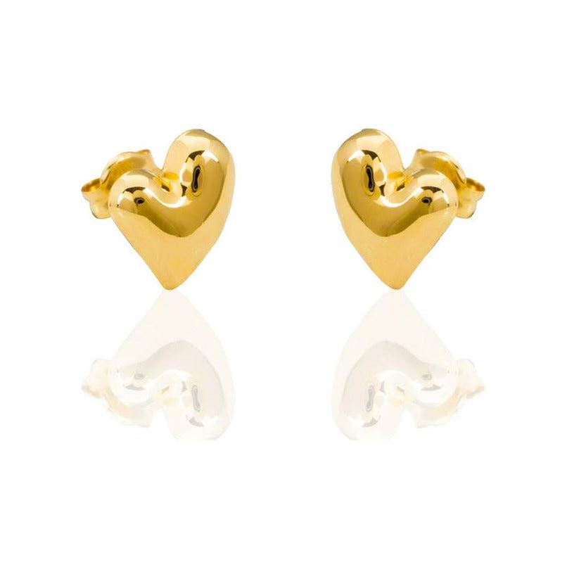 Pendientes de oro de 18 quilates en forma de corazón asimétrico