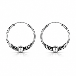 Aros bali de plata de ley 925 con motivo grabado de 20 mm de diámetro