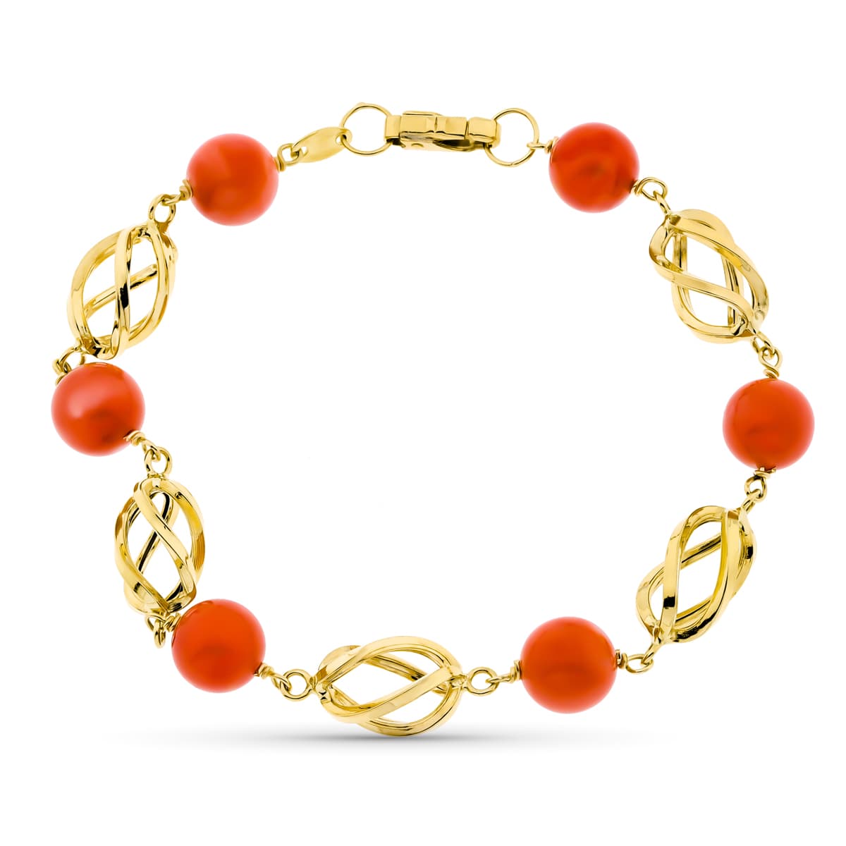 Pulsera de oro de ley 18k para mujer con coral fino japonés