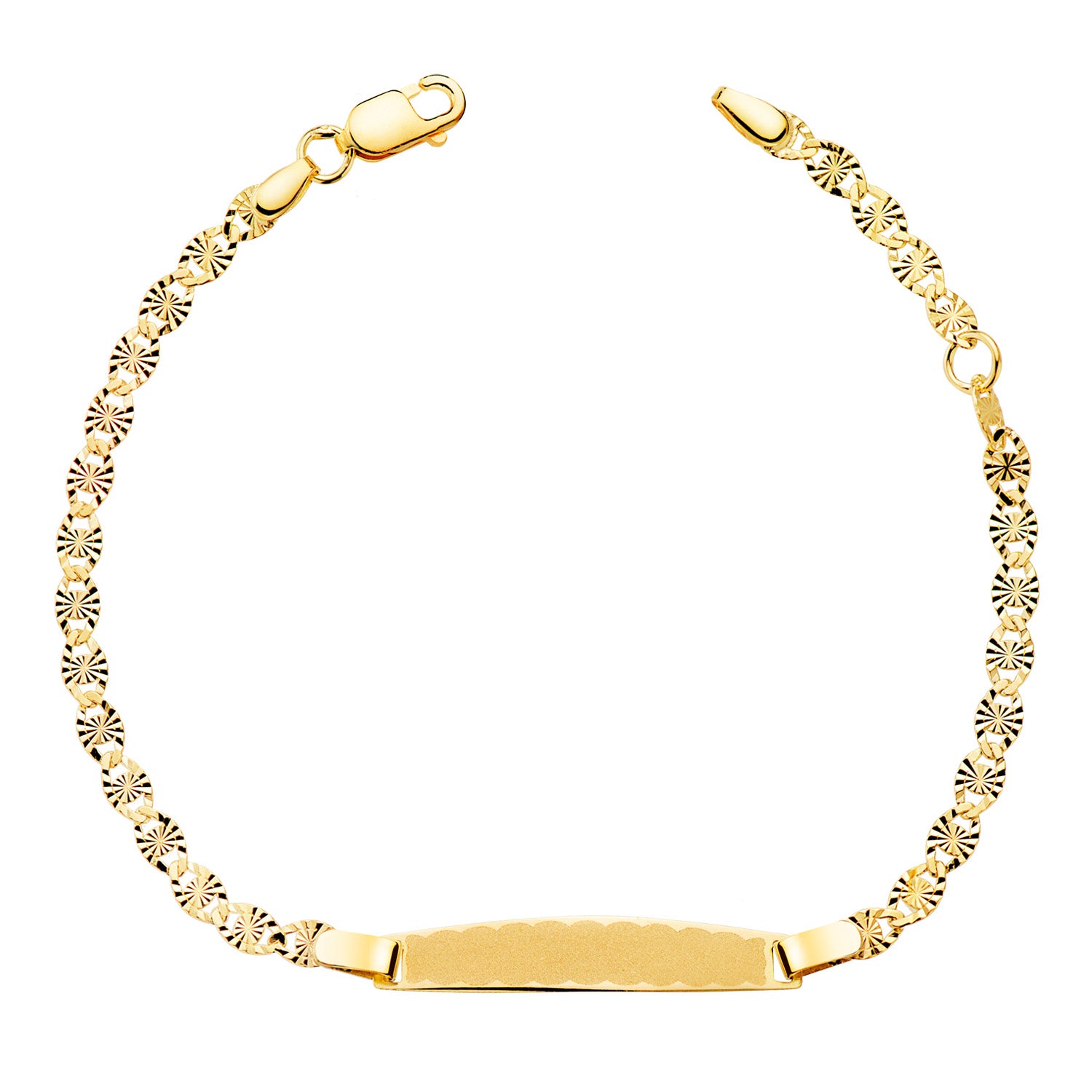 Pulsera bebé esclava de oro de ley 18k martilleada 14cm