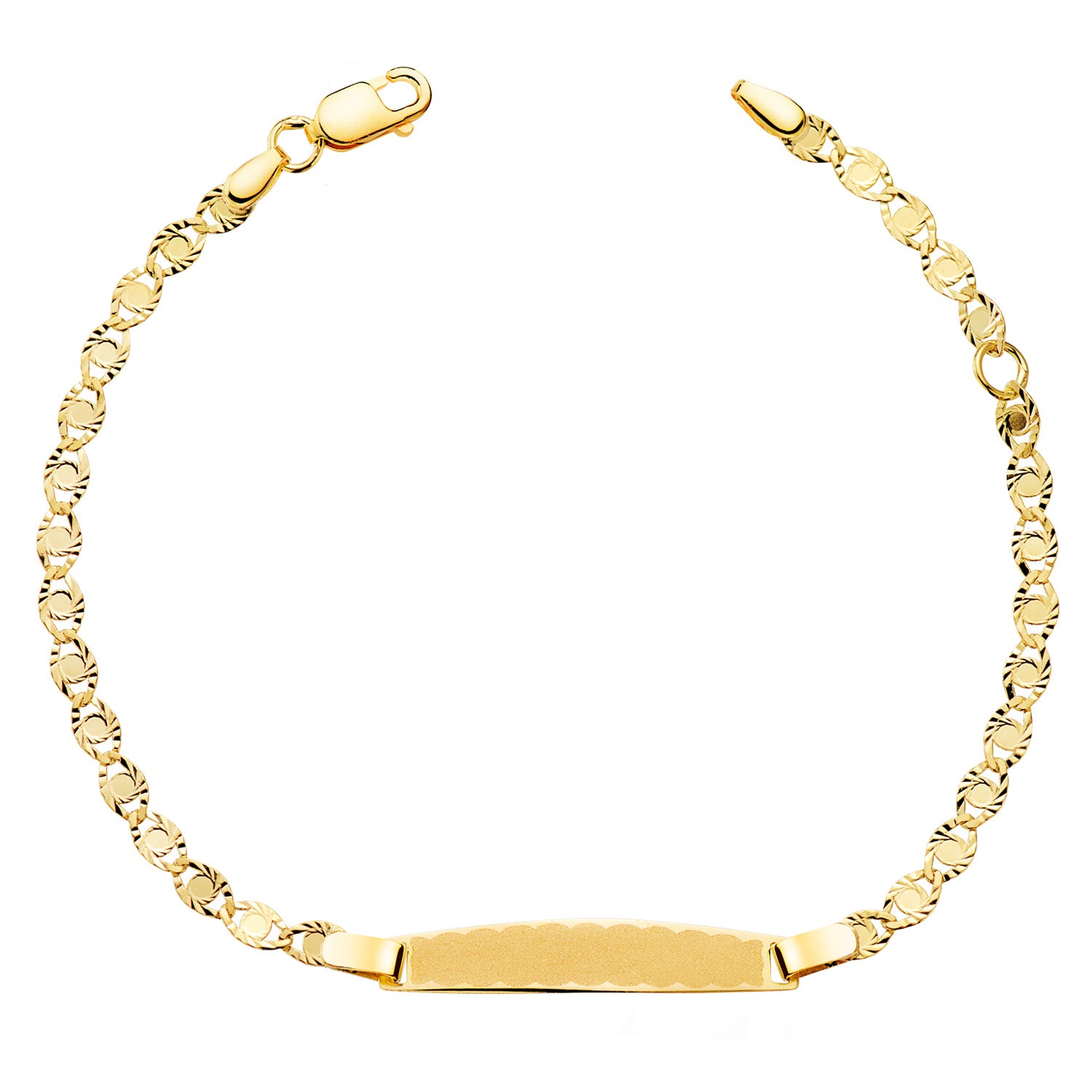 Esclava de oro 18k para bebé, tallada maciza con placa, 14.5cm