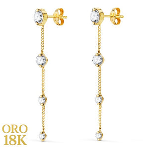 Par de pendientes de oro de ley 18k, cierre presión, miden 44mm