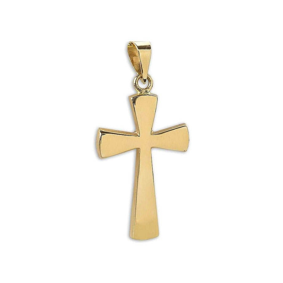 Cruz de oro amarillo de 9 quilates lisa, acabado brillo