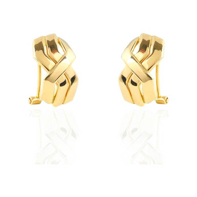 Pendientes de oro amarillo de 18 quilates con cierre omega