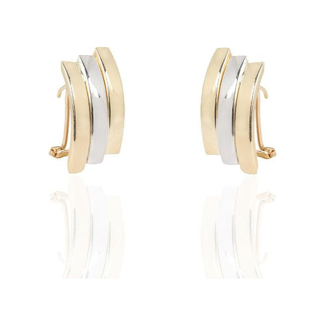 Pendientes de oro amarillo y blanco de 9 quilates con cierre omega