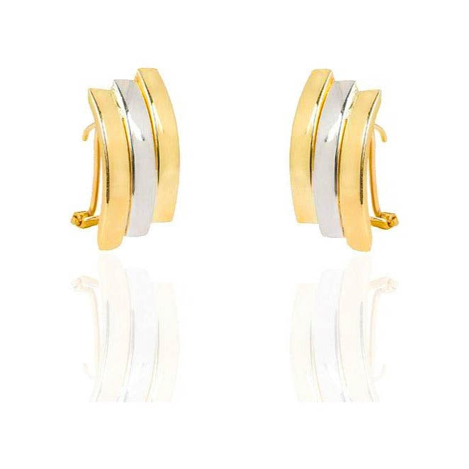 Pendientes de oro amarillo y blanco de 9 quilates con cierre omega