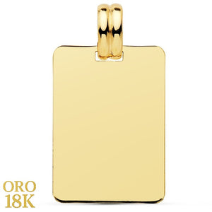 Chapa oro de ley 18k rectangular en acabado liso brillante