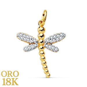 Colgante oro de primera ley 18k libélula 