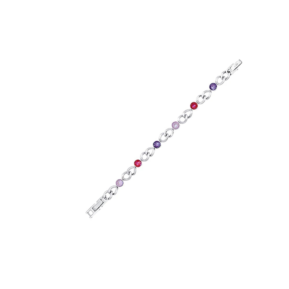 Pulsera Solara de acero inoxidable de 8 mm de ancho y 17+2 cm de largo, de la firma Crystalp elaborada con cristales Swarovski® rosa