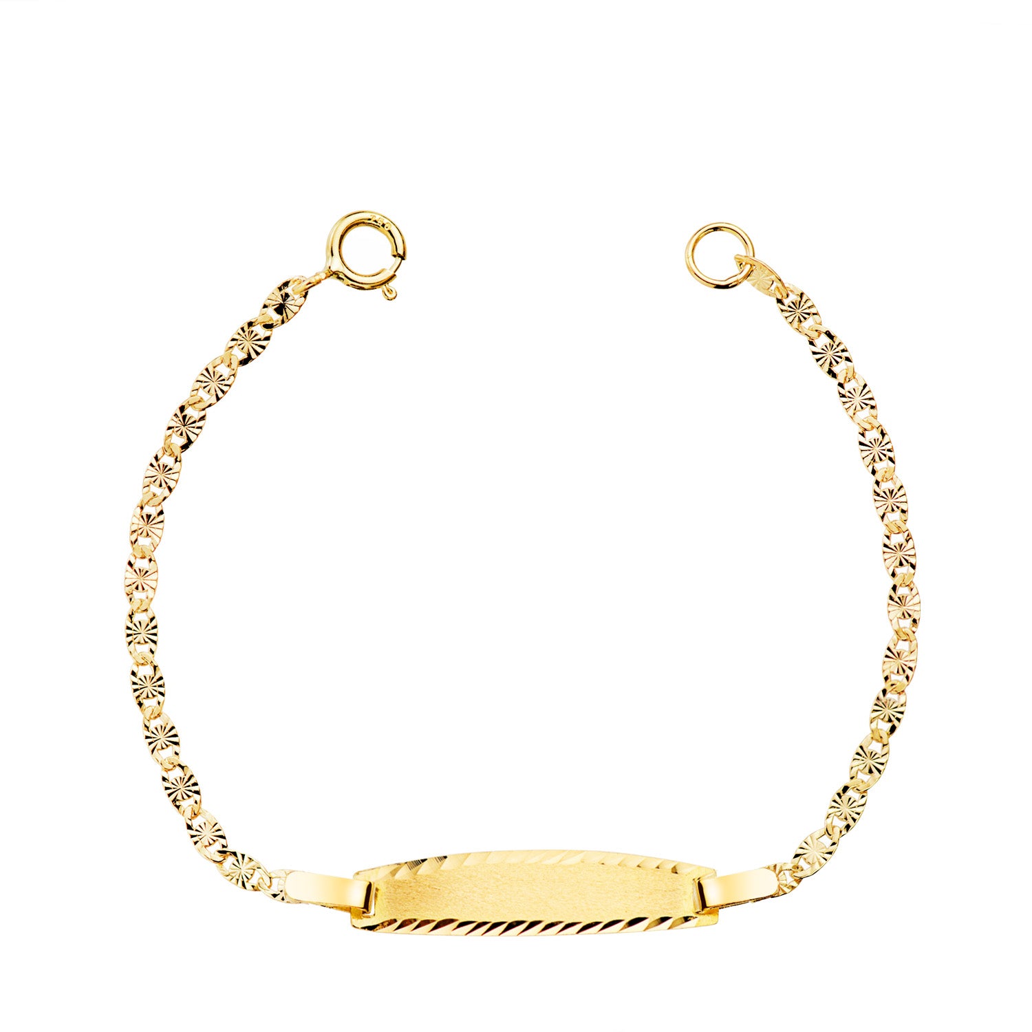 Esclava de oro 18k para bebé, tallada maciza con placa, 11.5cm