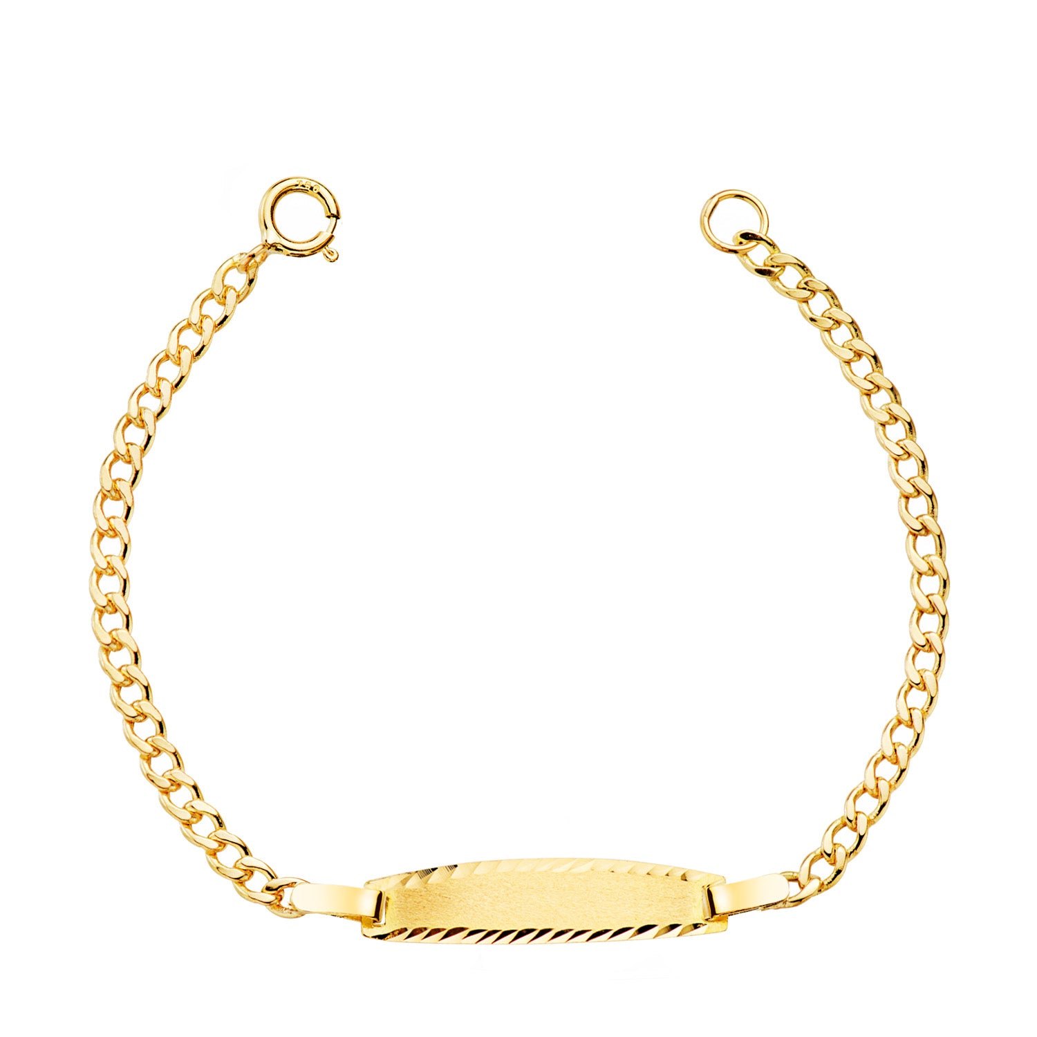 Esclava de oro 18k para bebé, barbada hueca con placa, 12cm