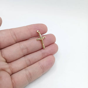 Cruz oro cristo brillo pequeña mano